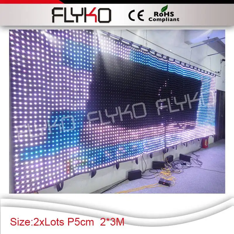 CE по ограничению на использование опасных материалов в производстве RGB3in1/2 XLots P5cm 2*3 м/огнестойкая бархатная ткань/гибкие светодиодные видео штора дисплей