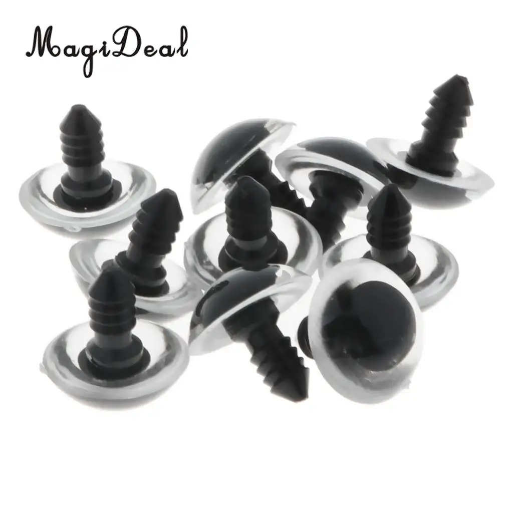 10pcs 16mm Plastic Round Safety Eyes + Glitter Nonwovens + Washers For Teddy Bear Soft Stuffed Toy DIY