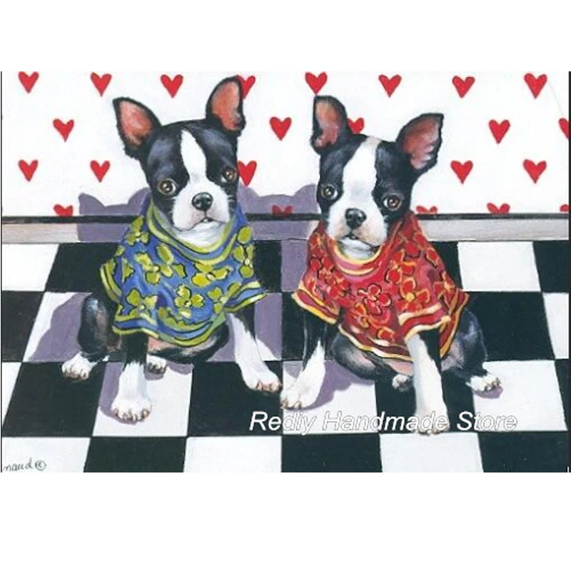 

Boston Terrier Puppy Pet 5D Full Square mosaic lover,diy,diamond embroidery,hobby craft,diamond painting cross stitch JS4158