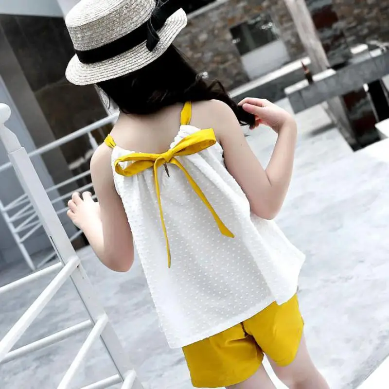 

2018 Toddler Girls Summer Clothing Set Sleeveless White Shirts + Shorts Girls Boutique Outfits Kids Clothing Baby Girl Clothes