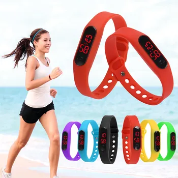

Rubber LED Womens Mens Date Sports Bracelet Digital Wrist Watch Black 10.6