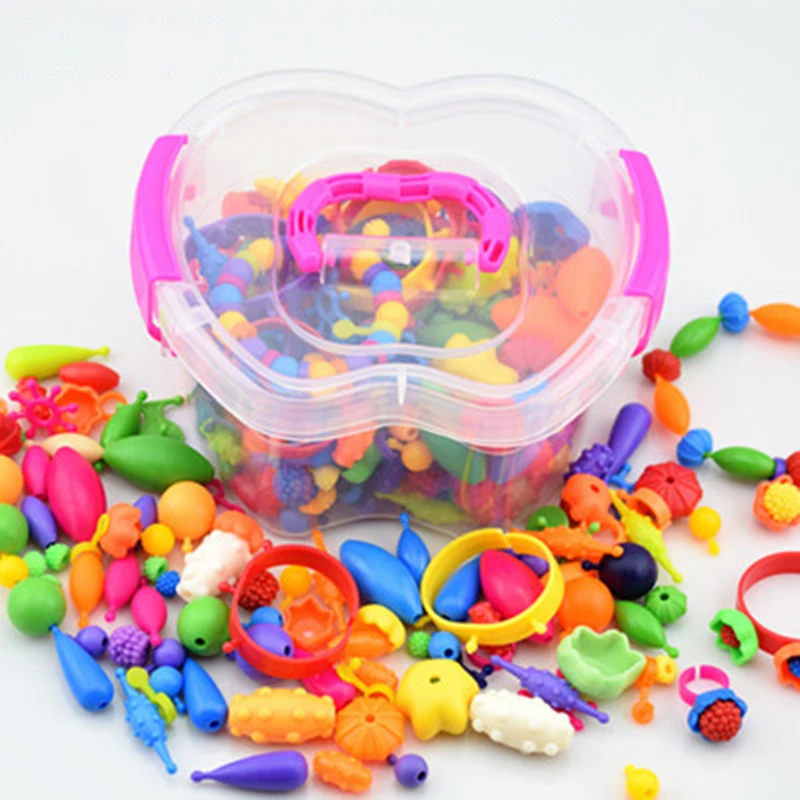 Различные бусины Детские бусины DIY Развивающие игрушки беспроводные бусины игрушки 300 шт набор пластиковые - Цвет: about 300pcs