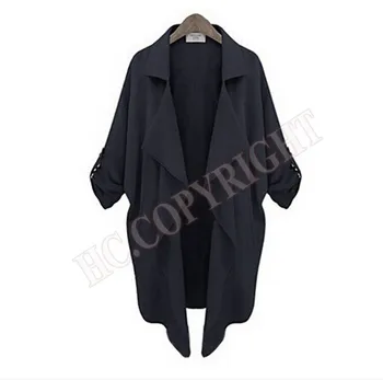 

Long Style Open Stitch Coat Jacket Autumn Cardigan Fashion Women's Double Breasted Loose Outerwear Amazing Price