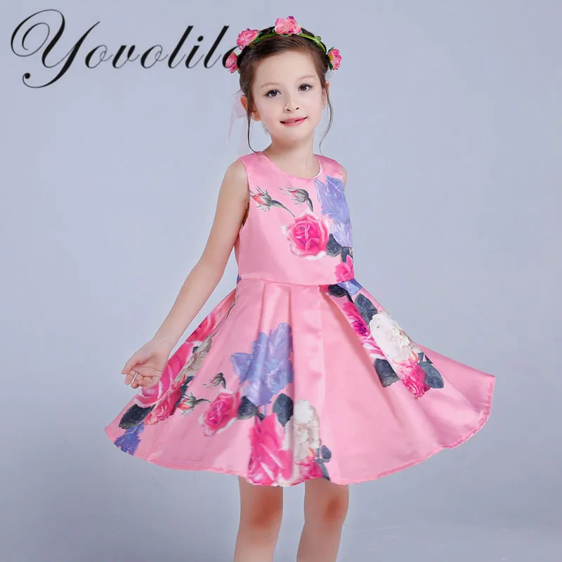

Princess Dress Girls Dress European Style Kids Dresses For Girls Print Vestido De Festa Sleeveless Baby Girl Summer Clothes