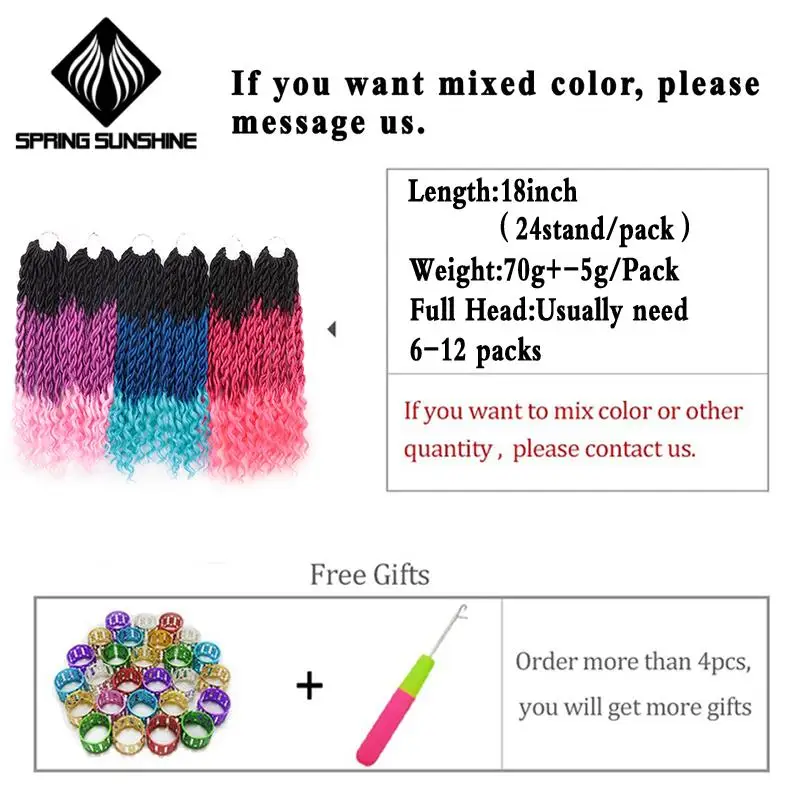 Spring sunshine Crochet Hair Extensions Bohemian Faux Locs Curly Crochet Braiding Hair Synthetic Hair Ombre Braids
