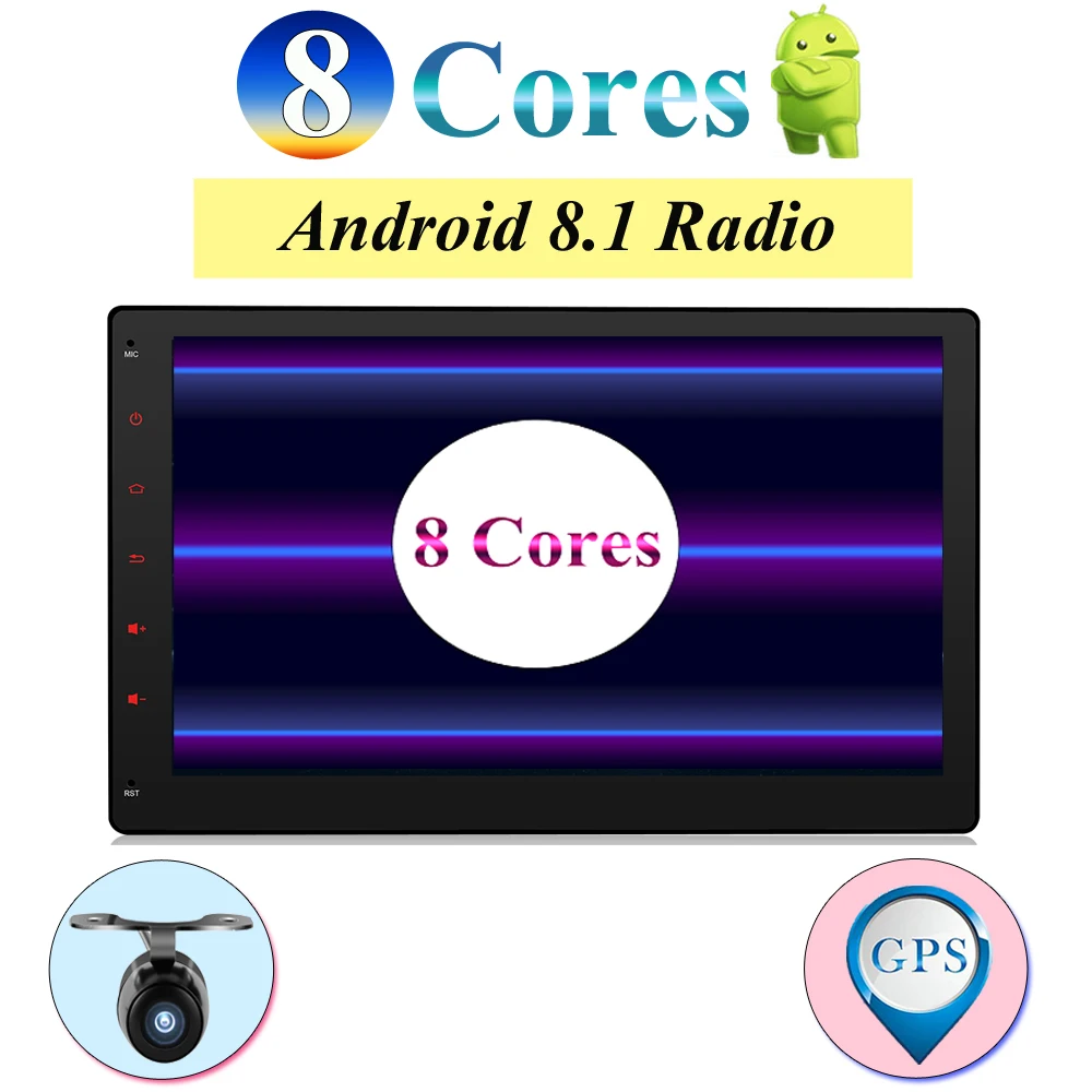 2 din 10,1 дюймов Восьмиядерный Android 8,1 автомобильный Радио gps навигация с емкостным экраном Стерео Bluetooth wifi 3g