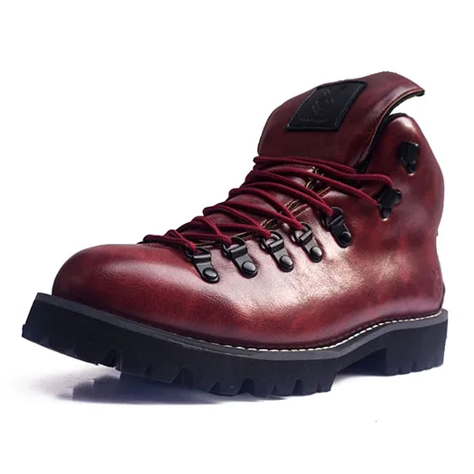 Осенние ботинки; Дизайнерская обувь для мужчин; высокое качество; модная обувь на шнуровке размера плюс; военные водонепроницаемые коричневые ботинки в стиле милитари; Армейская Обувь - Цвет: Бордовый
