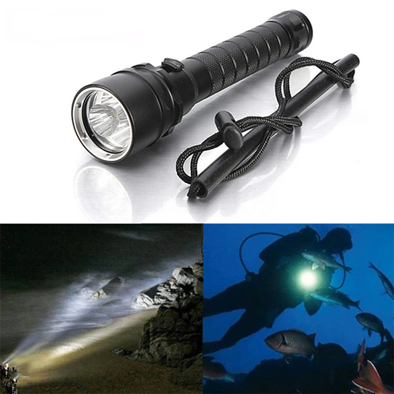 

Lamp Diving Scuba Flashlight Torch Light with Strap Professional Underwater 30m LED New Hot