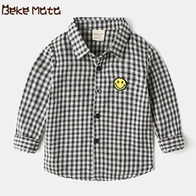 Рубашки для маленьких мальчиков клетчатые Детские рубашки с длинными рукавами для мальчиков, одежда г. весенняя одежда для маленьких мальчиков с изображением лица детская одежда
