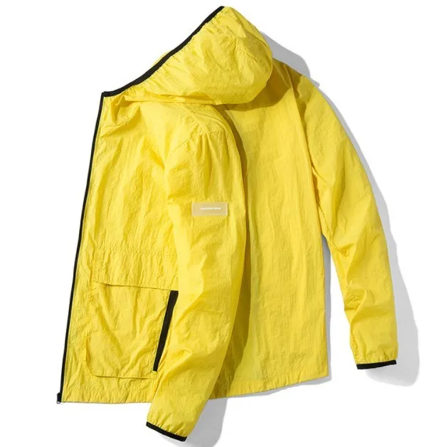 Men Thin Hooded Jacket Windbreaker Summer Casual Sheer Jacket Zipper Pockets Men Sun Protective Quick Dry Streetwear Jackets Men Thin Hooded Jacket Windbreaker Summer Casual Sheer Jacket Zipper Pockets Men Sun Protective Quick Dry Streetwear Jackets