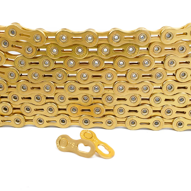 Flash Deal TOP Original 11 Speed Full Hollow Chains 11S Bicycle Chain 116L bicycle Chain Gold Mountain MTB Road bike Parts VG sports 244g 7