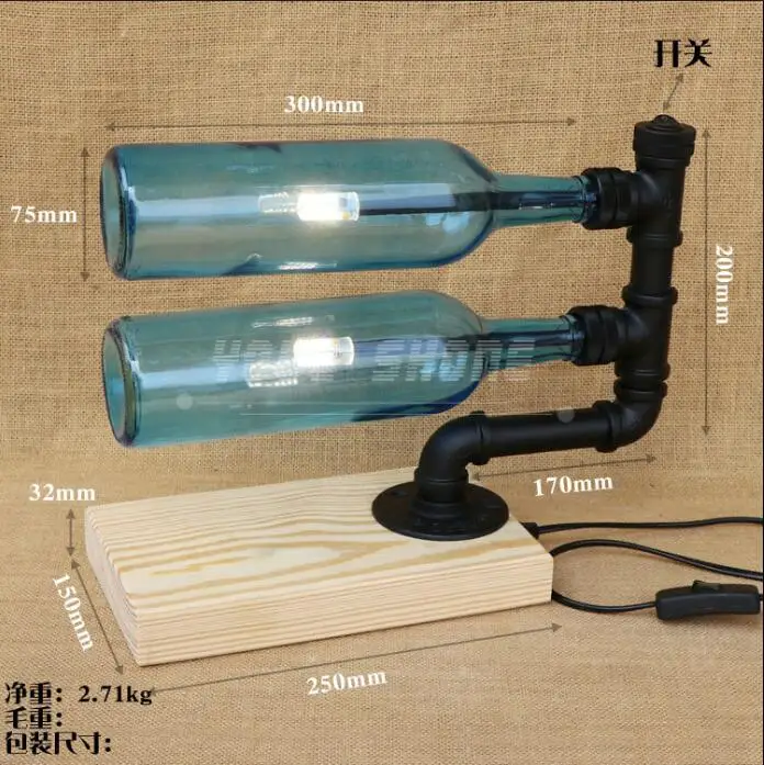 Blue Винтажный стиль winebottles G4 winebottle настольная лампа - Цвет корпуса: Blue