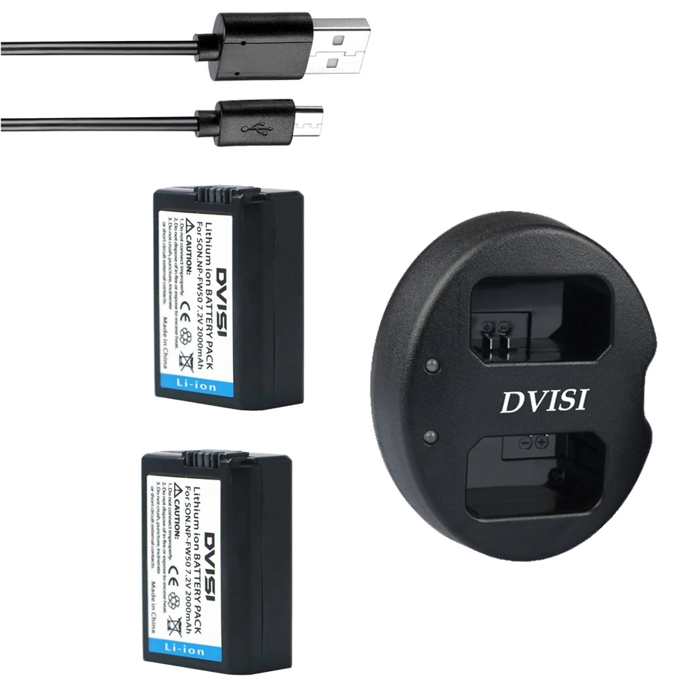 Сменный аккумулятор для камеры NP FW50 2 шт. NP-FW50 + USB двойное зарядное устройство Sony