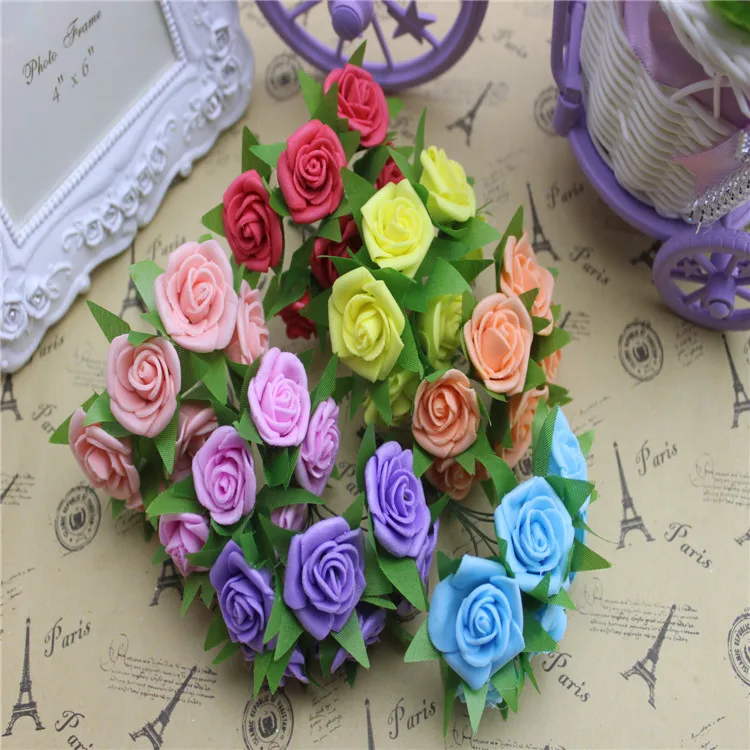 DIY small rose bouquet simulate foam flowers artificial party wedding decoration handmade flower PE iron wire fake flowers