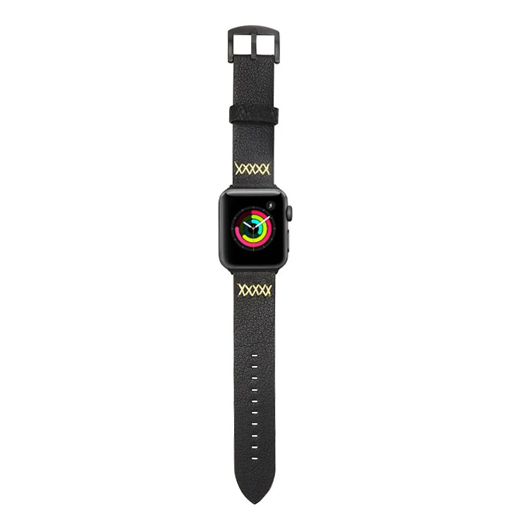 Кожаный ремешок для apple watch 4 band 44 мм 40 мм iwatch band 42 мм 40 мм correa pulseira браслет ремешок для apple watch 5 4 3 2 - Цвет ремешка: Black