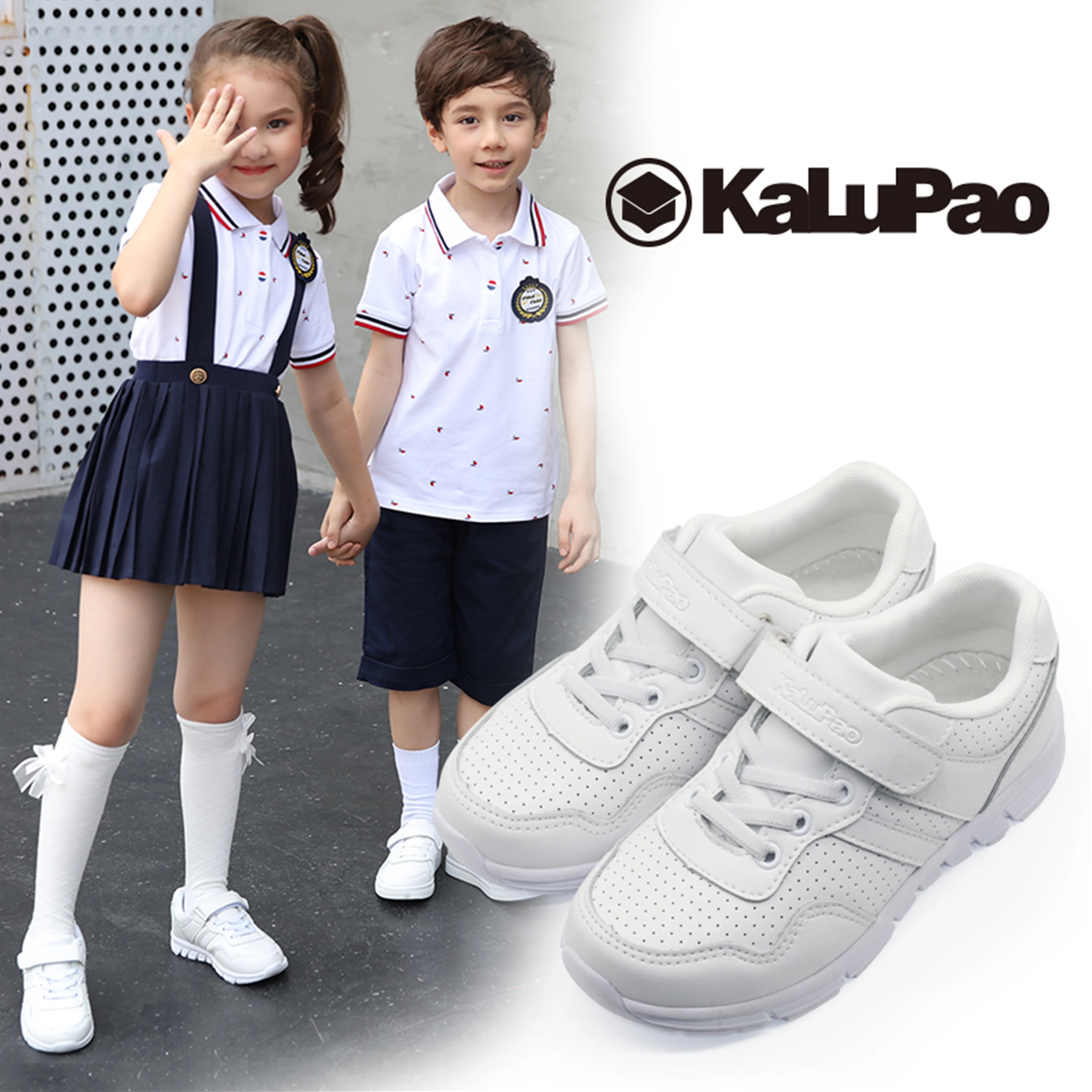 

Kalupao Children Shoes Student Breathable Leather White Sport Shoes Super Light MD Outsole Wave Shoes Unisex Boys Girls Footwear