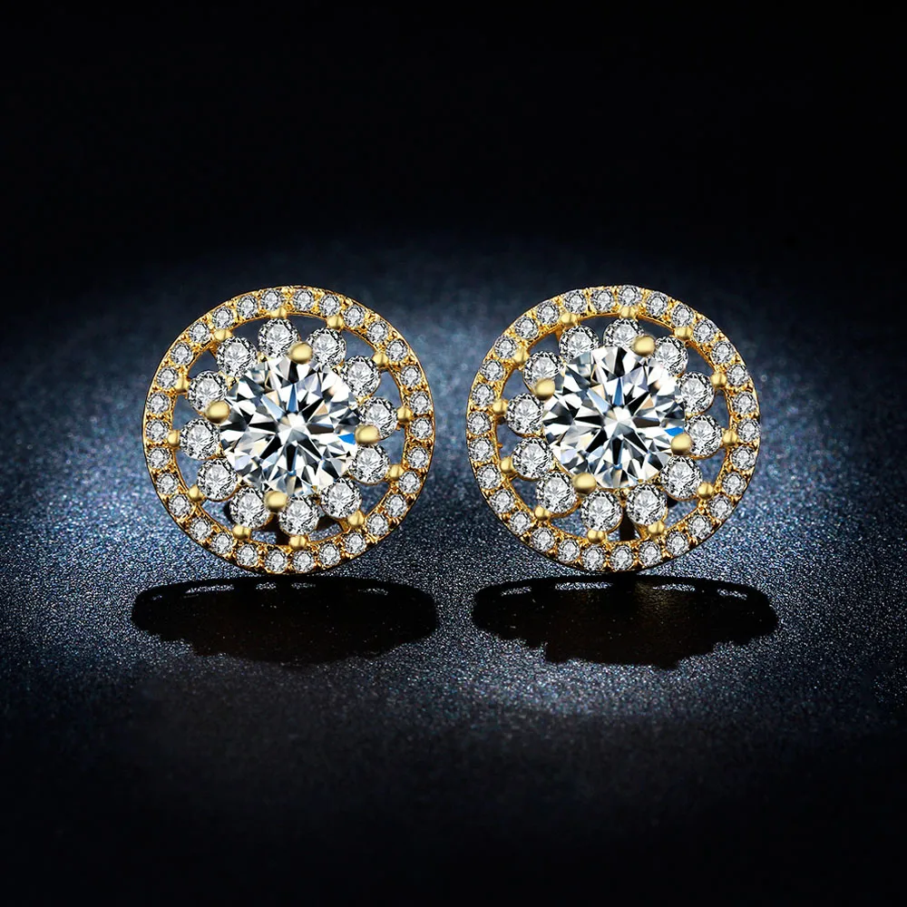 Gold Plated Earring Women Girl Retro Stud Earrings White Wedding Party Gift