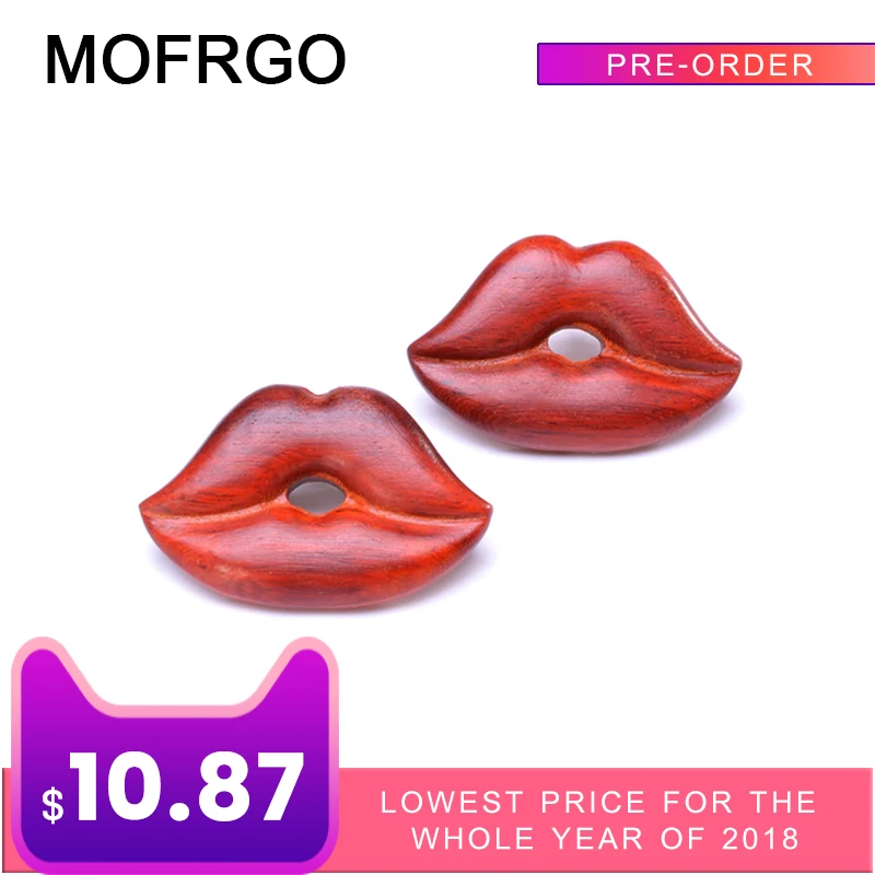 

Handmade Wooden Stud Earrings Classic Red Lips Sexy Girl Personalized Engraved Minimalist Earrings Fashion Jewelry For Women