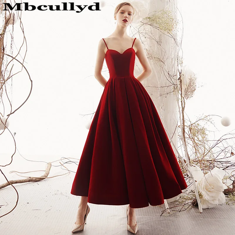 

Mbcully Sexy Tea Length Prom Dresses 2019 New Backless Dark Red Evening Dress Party Gowns Vestido De Festa Cheap Custom Made