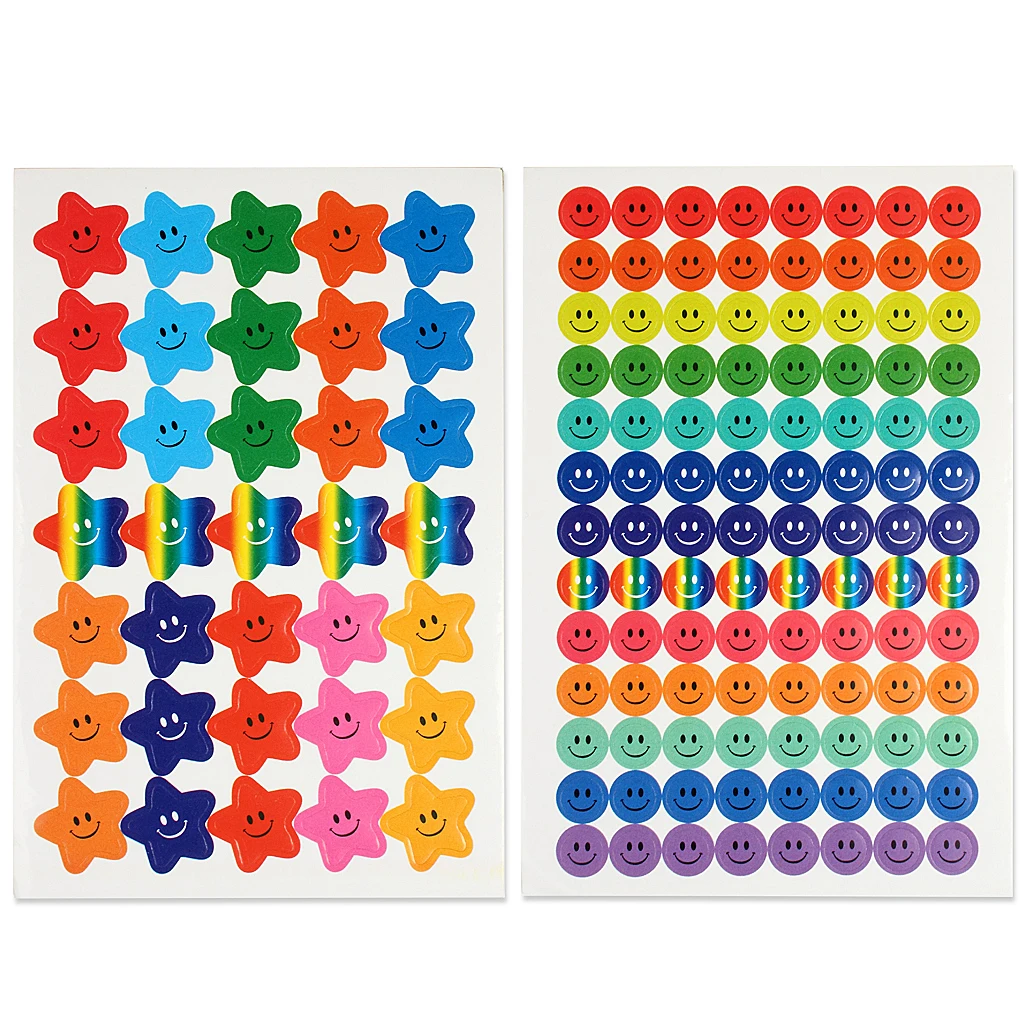 

20 Sheets 1390 Pcs Happy Face Stickers And Smiling Star Stickers Colorful Award Stickers For Teacher Parents Kids Incentive Deco