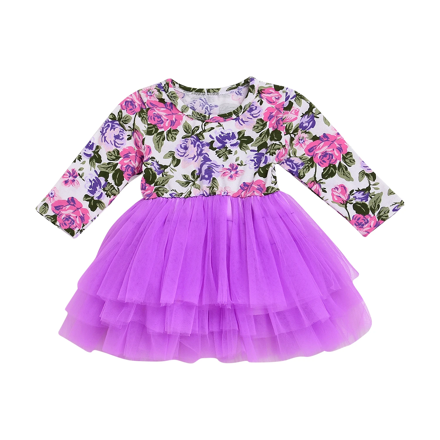 Kids Baby Flower Purple Dresses Girls Tulle Princess Party Wedding