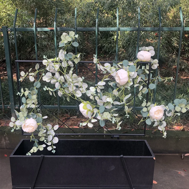 185 см лист эвкалипта Искусственный цветок розы из ротанга домашний балкон организовать Свадебные потолочные украшения DIY свадебный головной убор гирлянда - Цвет: Light Champagne