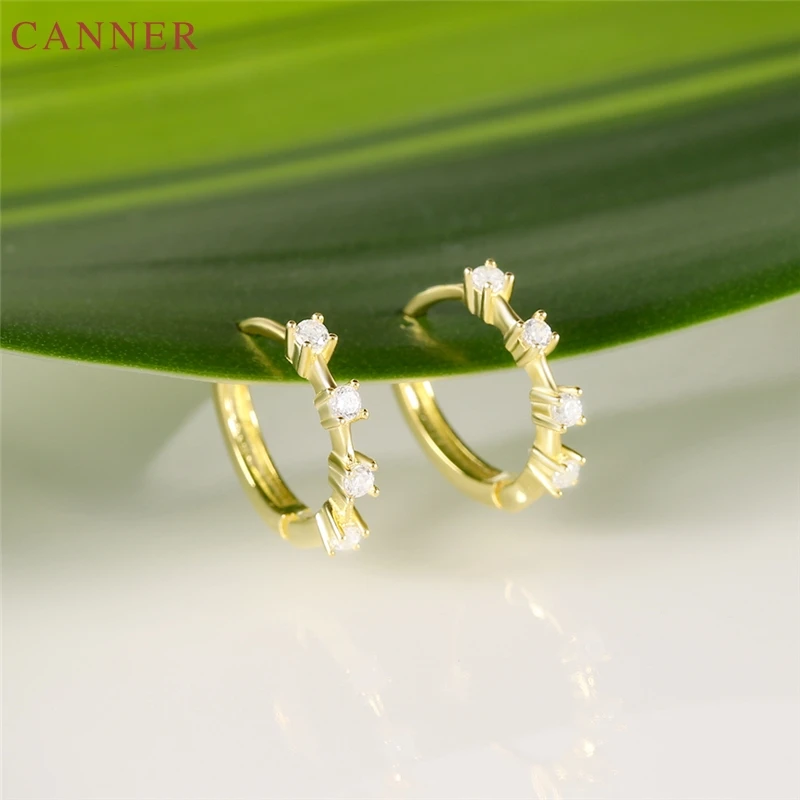 

Huggie Earrings for Women 925 Sterling Silver Cubic Zirconia Hoop Earrings 2019 Gold Color Small Circle Earings Woman Jewelry C4