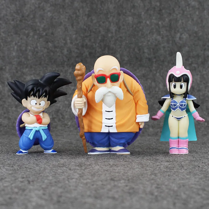 3pcs/lot Goku/Master Roshi/Chichi Toy Anime Dragon Ball Z Action Figure PVC Cute Figures Model Toys Office Decoration 13cm