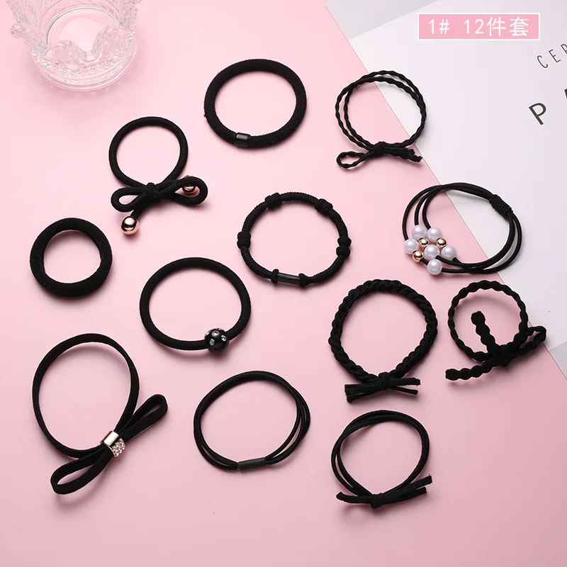 12 Pcs a set 1 Oaoleer аксессуары для волос 1 компл./упак. эластичная повязка на голову для девочек; мини-юбка для девочек; резинка для жемчуг; резинка для волос повязки для волос эластичные резинки для волос - Цвет: 12 Pcs a set 1