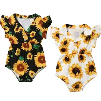 

Baby Girl Sunflower Flying Sleeve Bodysuit