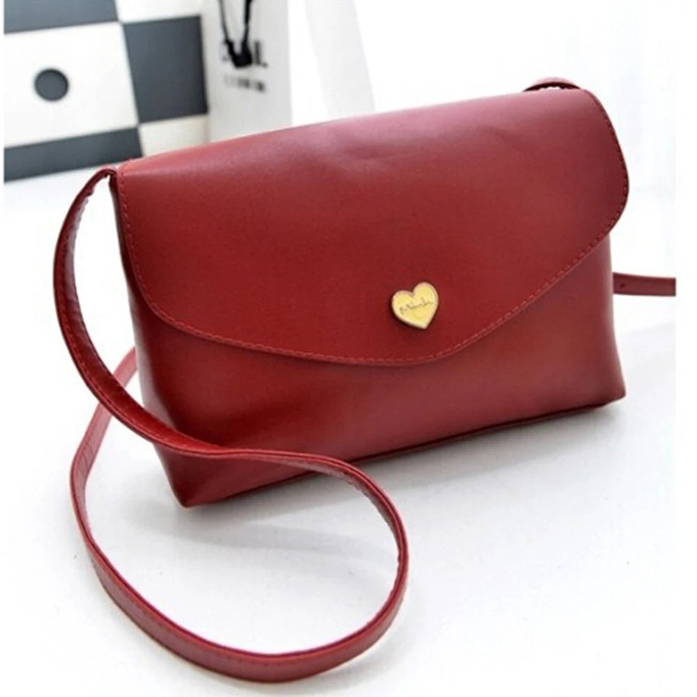 

Hot Sale Heart Women Leather Handbags Cross Body Shoulder Bags Fashion Messenger Bags Small Women Bags Red wine