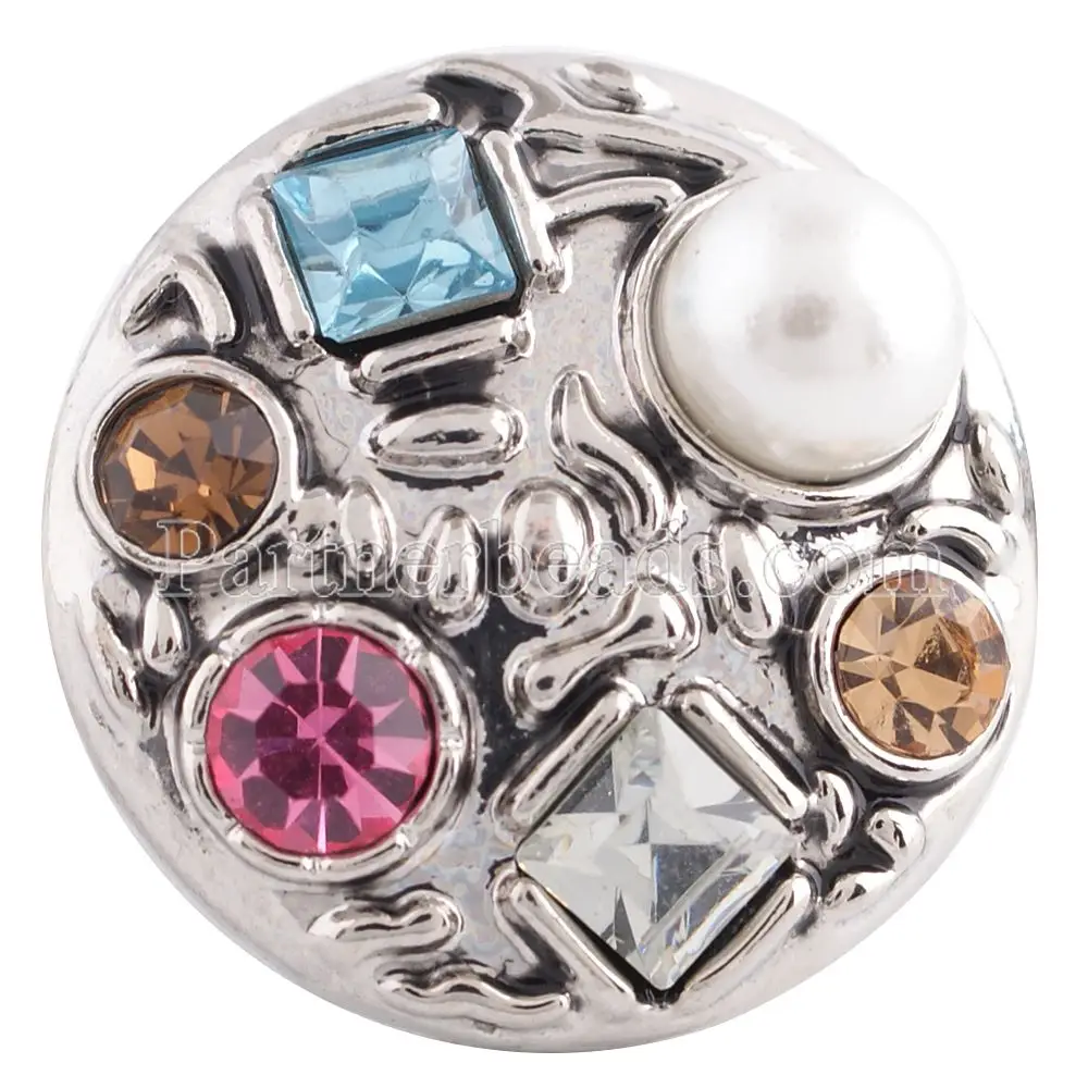 

Partnerbeads ginger snaps buckle Bangles&Bracelets fit 20MM snap Silver Plated with Rhinestones and pearl jewelry KC5305