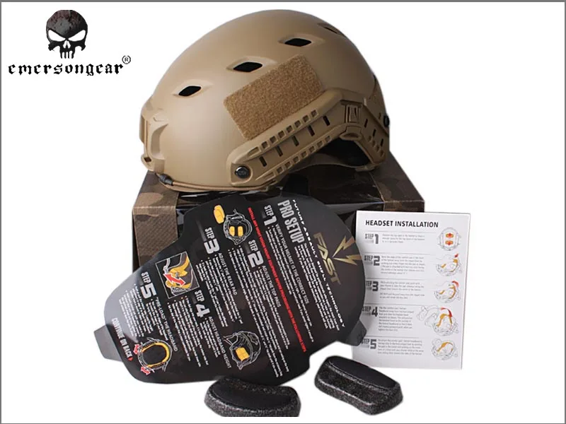 Военный страйкбол шлем боевой EMERSON Быстрый Шлем BJ ТИП Мультикам черный EM5659