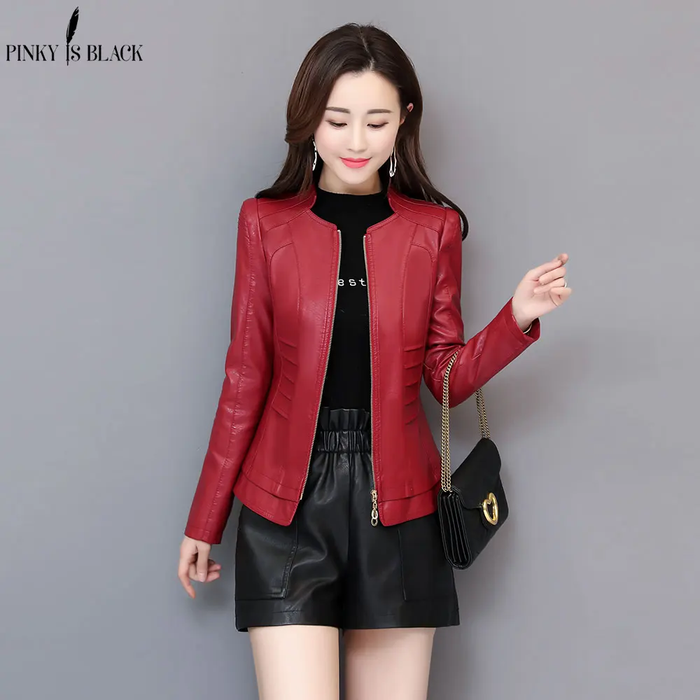 Новое поступление 2019 демисезонные мотоциклетные кожаные куртки PinkyIsBlack Короткая