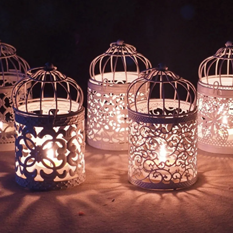 Креативная клетка для птиц металлическая полая свеча Держатель Подсвечники Tealight подвесные светильники, подсвечники