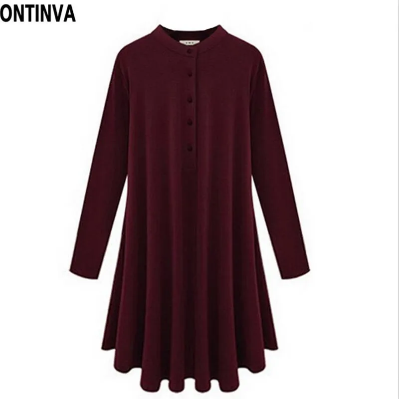 Винно красное винтажное платье Vestido 2020 весеннее Деловое с длинным рукавом 5XL
