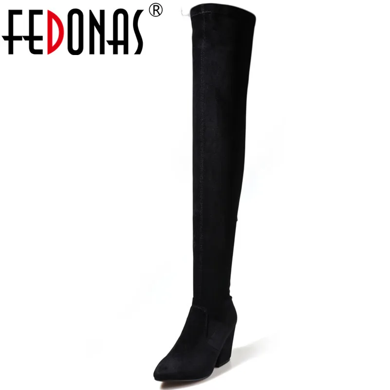 

FEDONAS 1New Arrival Women Over The Knee Boots Autumn Winter Warm High Heels Shoes Woman Round Toe Zipper Party Prom High Boots