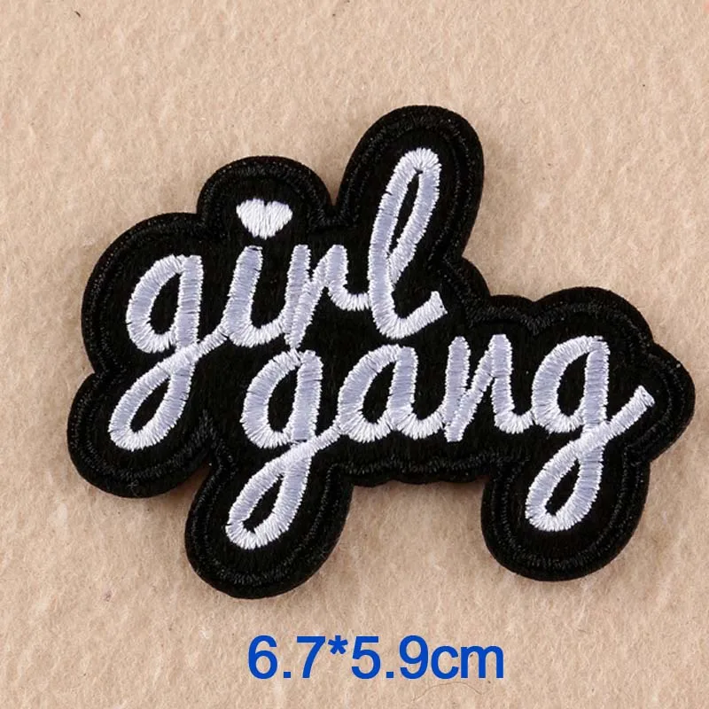 

Novelty Girl Gang Letters Words Embroidery Punk Clothes Patch For Clothing Iron On Patch Motif Applique