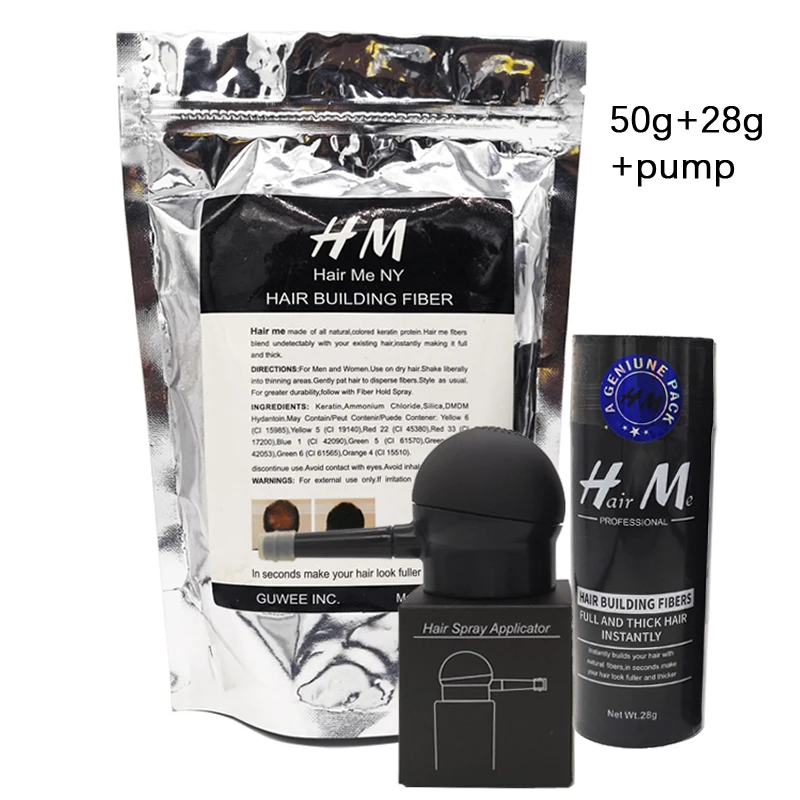 

Better Top Hair Pik Building Fibers Keratin HAIR ME Hair Loss Growth Black Fibers 28g + 50g + Pump +Free Comb Beauty