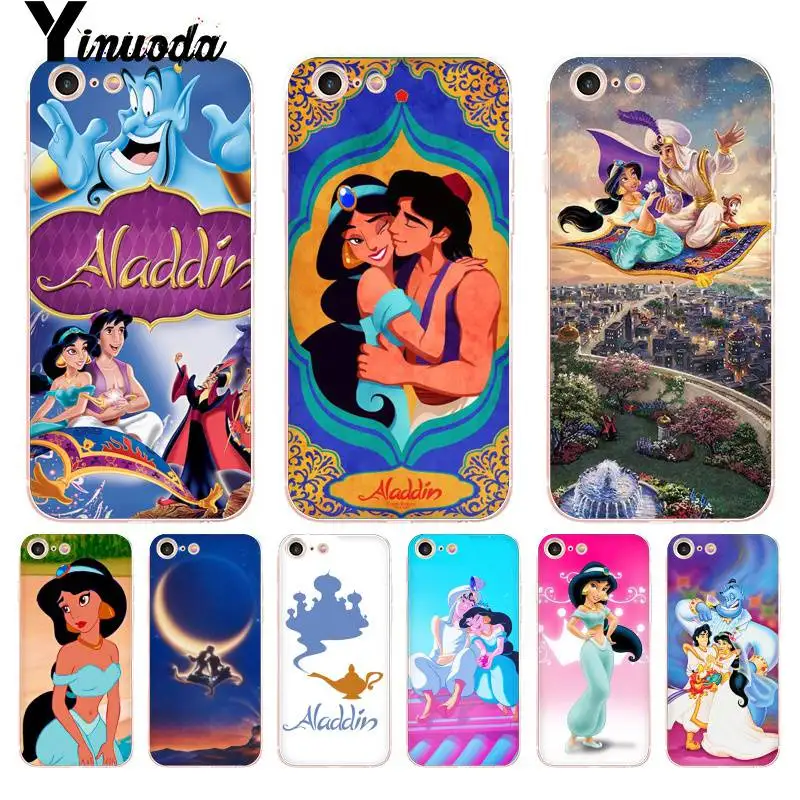 Yinuoda For iphone 7 6 X Case Aladdin Jasmine Cartoon Transparent Phone Cover Case for iPhone 8 7 6 6S Plus X 5 5S SE 5C XS XR
