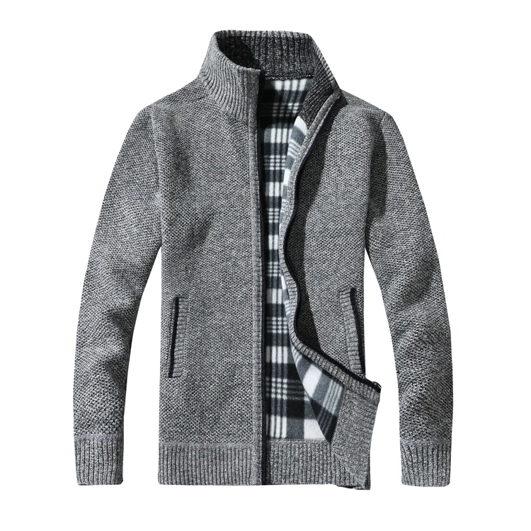 2017 Fashion Mens Wool Cardigan Sweaters Men'S Thick Stand Collar Pullover Korean Full Sleeves Slim Solid Mens Sweaters 3XL