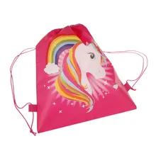 2019 35*28 cm dibujos animados unicornio tema bolsas con cordón para niños bolsas traseras bolsas de cuerda bolsa de regalo Suministros 1 PC(China)