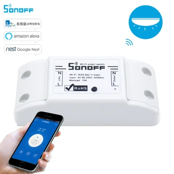

Itead Sonoff Basic DIY WiFi Smart Switch Wireless Remote Light Smart Home Automation Relay Module 10A Controller Work with Alexa