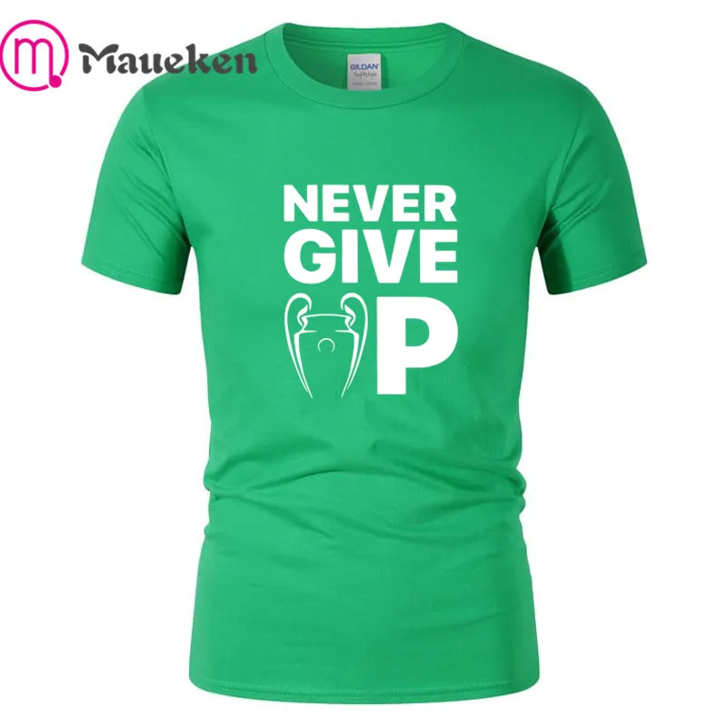 Мужская футболка с круглым вырезом и надписью never give up mo salah man 100% хлопок
