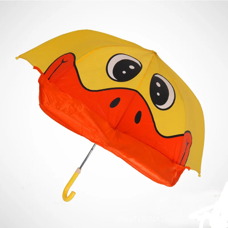 Мультяшный детский зонтик, анимационный, креативный, длинный, с 3D ушками, моделирование, детский зонтик с принтом для мальчиков и девочек, детские инструменты YS050 - Цвет: Светло-желтый
