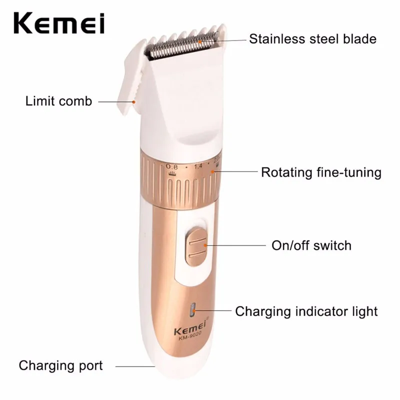 Низкая цена Kemei аккумуляторная электрическая волос, машинка для стрижки бороды Триммер для стрижки волос, машинка для стрижки волос с гребнем для Для мужчин S34