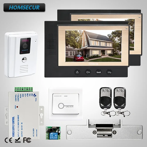 

HOMSECUR 7" Video Door Entry Security Intercom Electric Lock Supported : TC011-W Camera+TM701-B Monitor