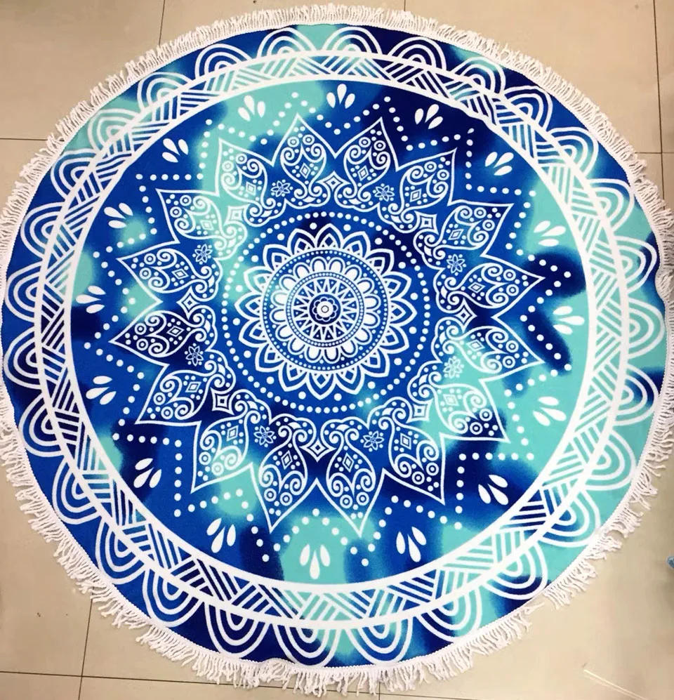 

New Many Patterns Summer Large Microfiber Printed Round Beach Towels With Tassel Circle Beach Towel Serviette De Plage