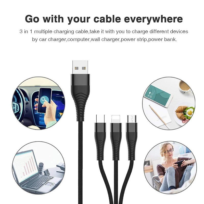 Suntaiho for iphone cable 3in1 ios micro USB for xiaomi 4C USB Type C cable for samsung s9 for one plus 6 5 Fast Charging cable Suntaiho for iphone cable 3in1 ios micro USB for xiaomi 4C USB Type C cable for samsung s9 for one plus 6 5 Fast Charging cable
