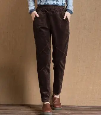 

Corduroy pants for women elastic waist plus size casual bloomer pants harem brown red new fashion winter autumn spring qsy0601